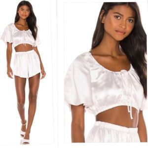 LPA Flutter Sleeve Cropped Satin Top Size M